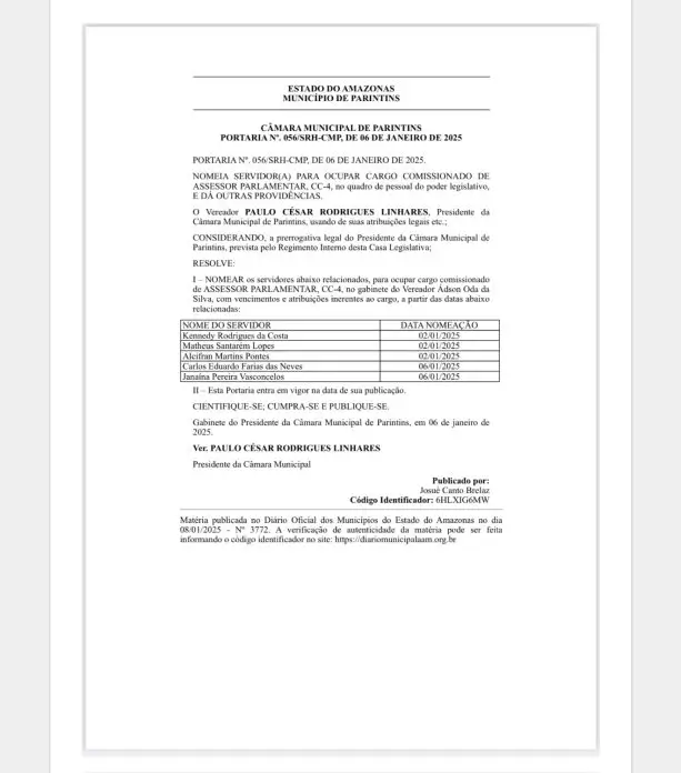 02 Vereador de Parintins é denunciado por nepotismo ao empossar irmão em cargo comissionado
